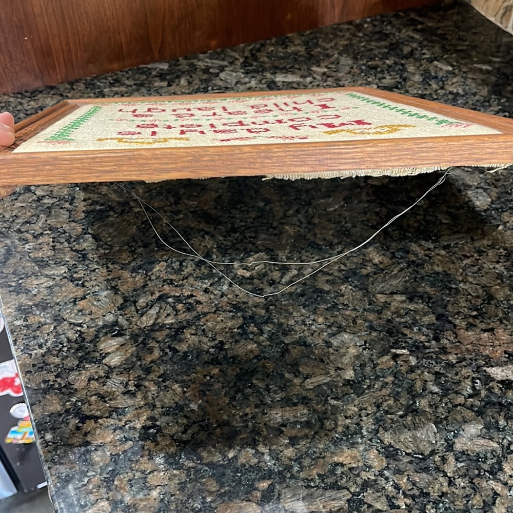 Vintage “I Heard A Child Laugh” Needlepoint Sampler Wall Hanging - Picture 8 of 10